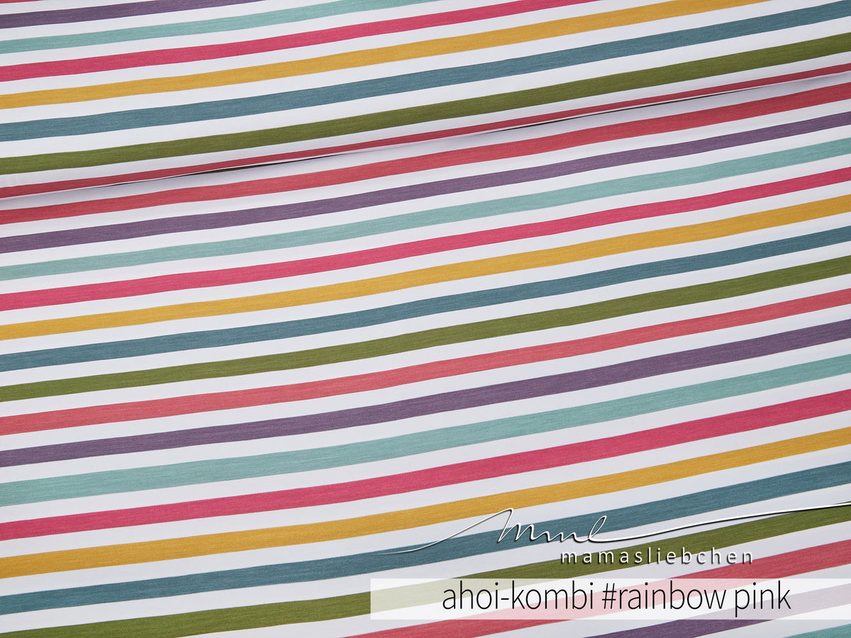 Jersey-Stoff "ahoi-kombi stripes #rainbow pink" (0,25m)