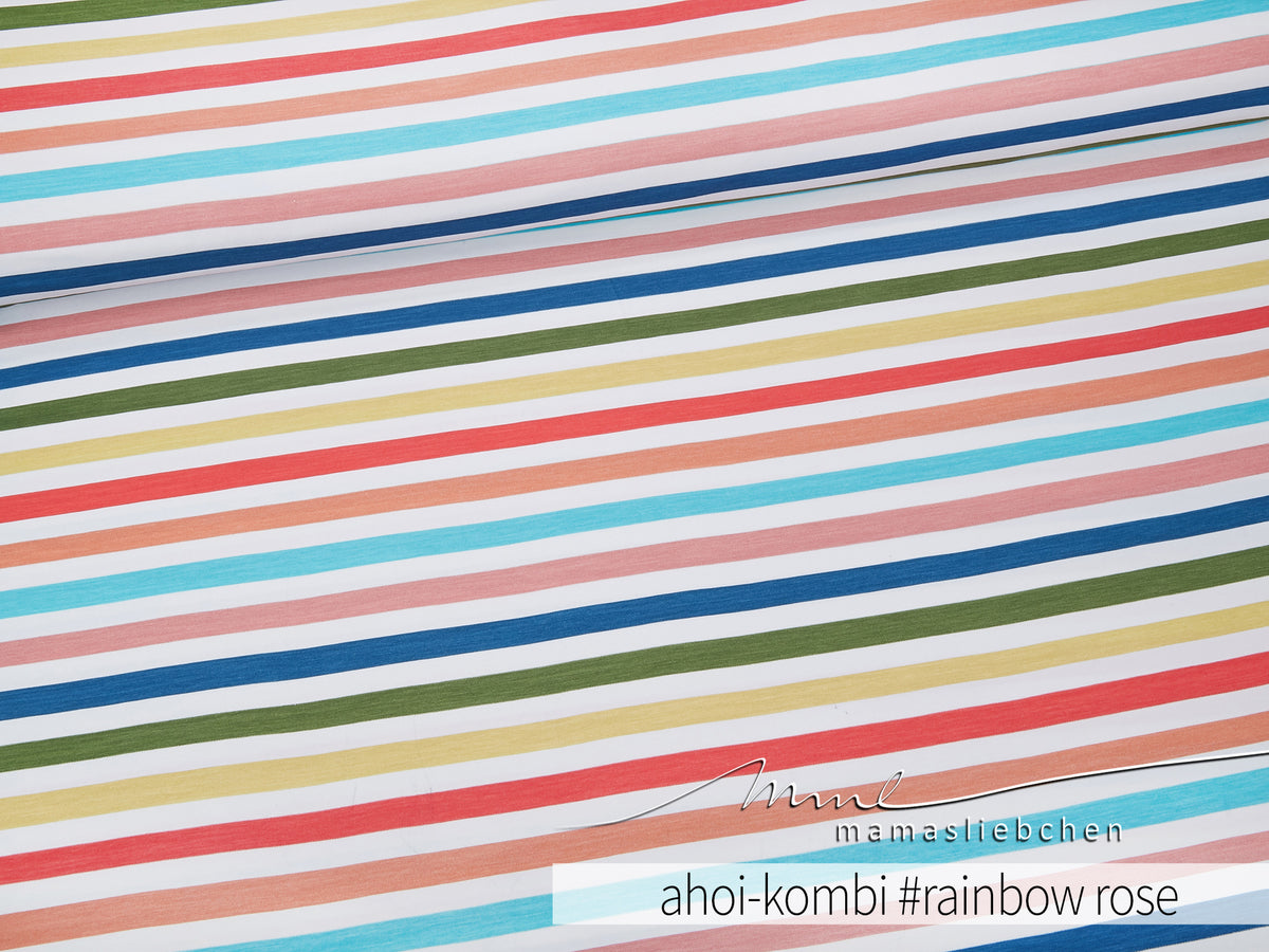 Jersey-Stoff "ahoi-kombi stripes #rainbow rose" (0,25m)