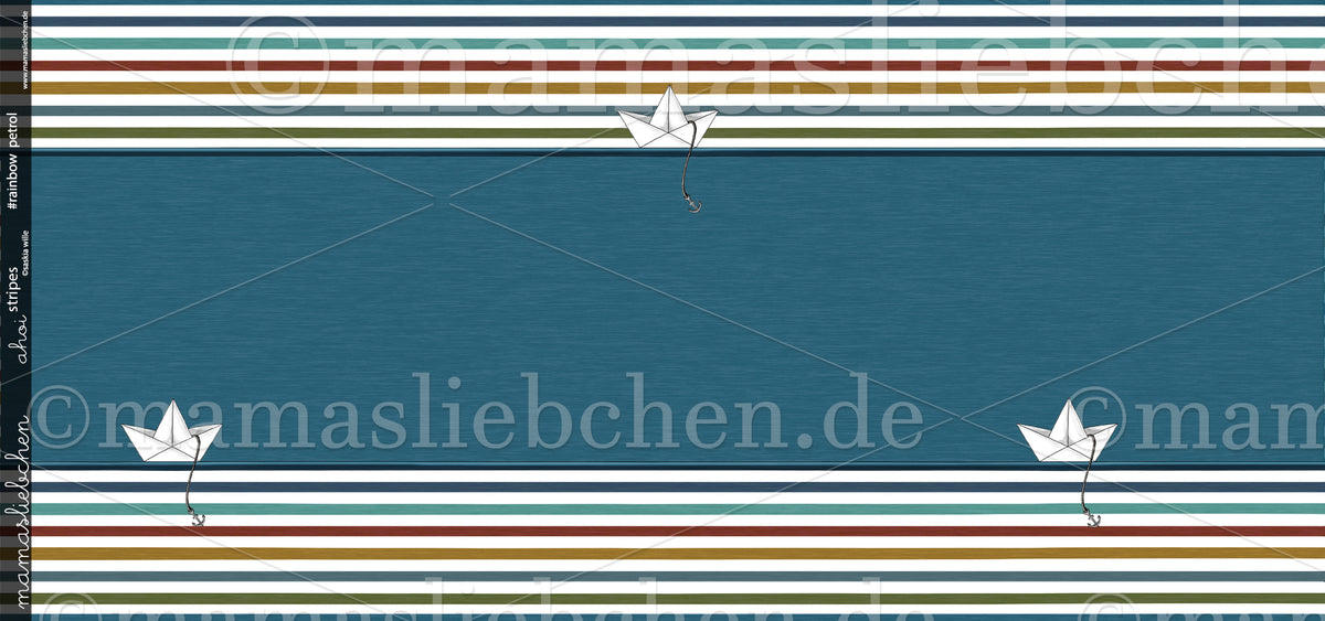 Jersey-Stoff "ahoi stripes #rainbow petrol" (1Panel/ ca.0,80m)