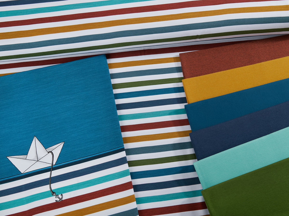 Jersey-Stoff "ahoi stripes #rainbow petrol" (1Panel/ ca.0,80m)