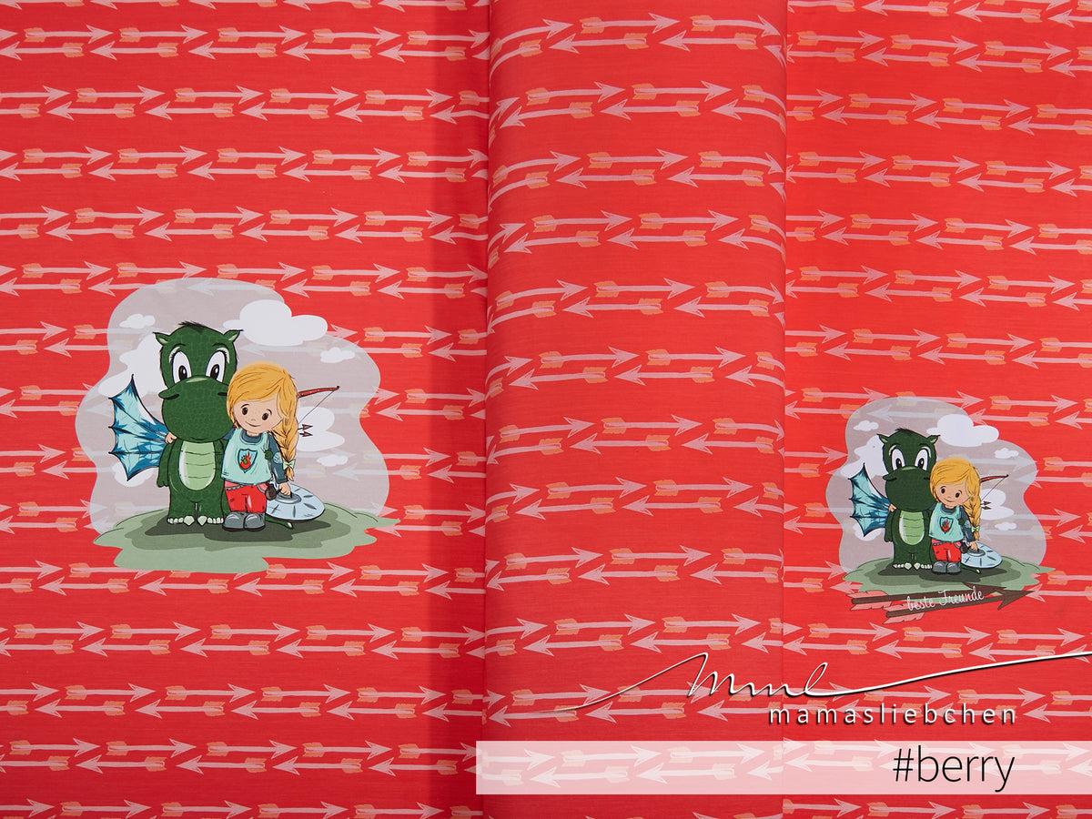 Jersey-Stoff "Arvetti & friends #berry" (1 Panel, ca 0,75m)