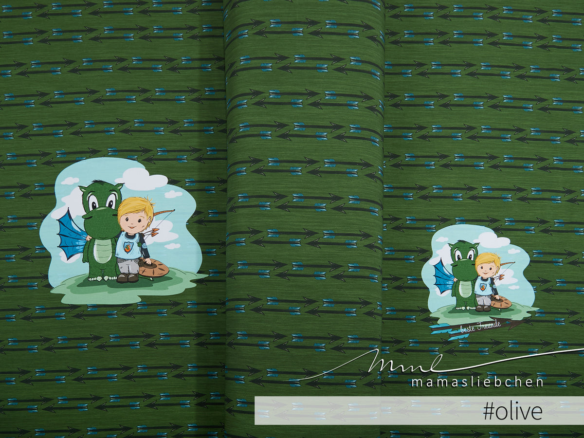 Jersey-Stoff "Arvetti & friends #olive" (1 Panel, ca 0,75m)