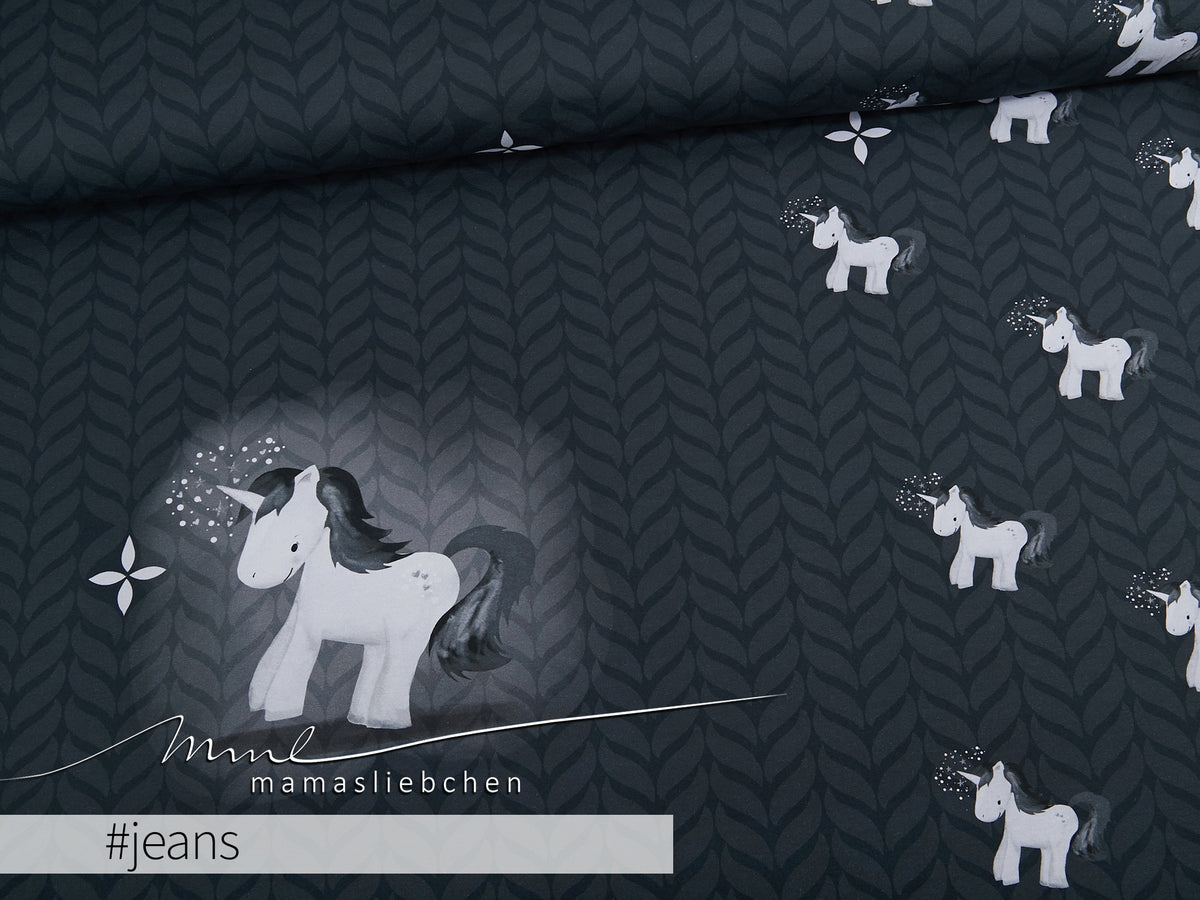 Jersey-Stoff "Baby Unicorn #jeans" (1Panel/ ca.0,65 m)