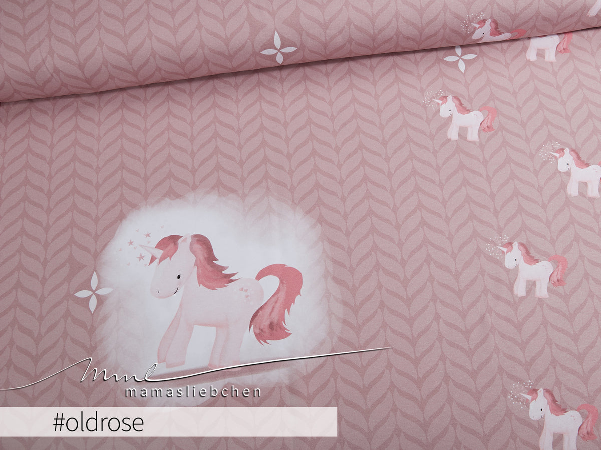 Jersey-Stoff "Baby Unicorn #oldrose" (1Panel/ ca.0,65 m)