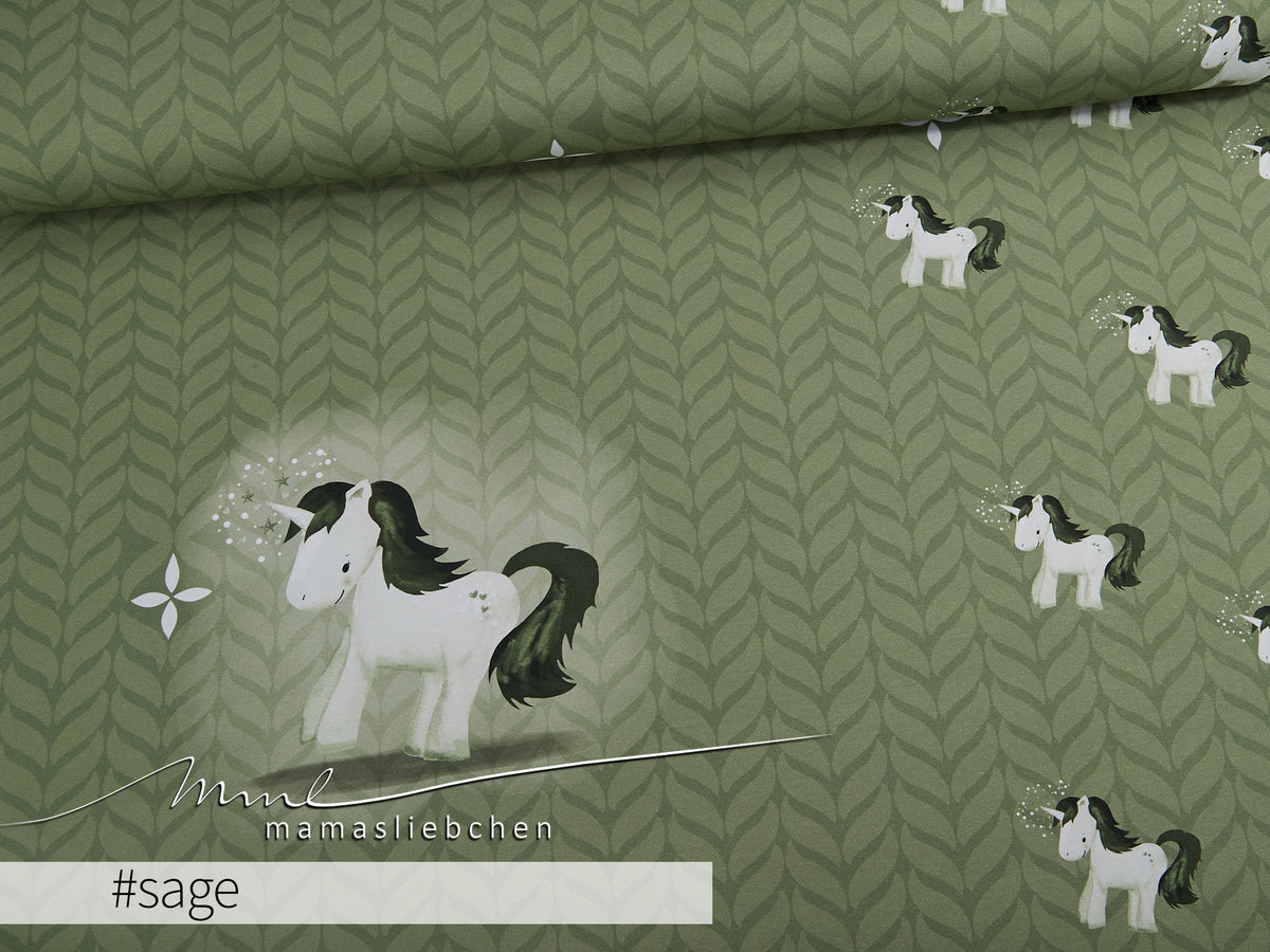 Jersey-Stoff "Baby Unicorn #sage" (1Panel/ ca.0,65 m)