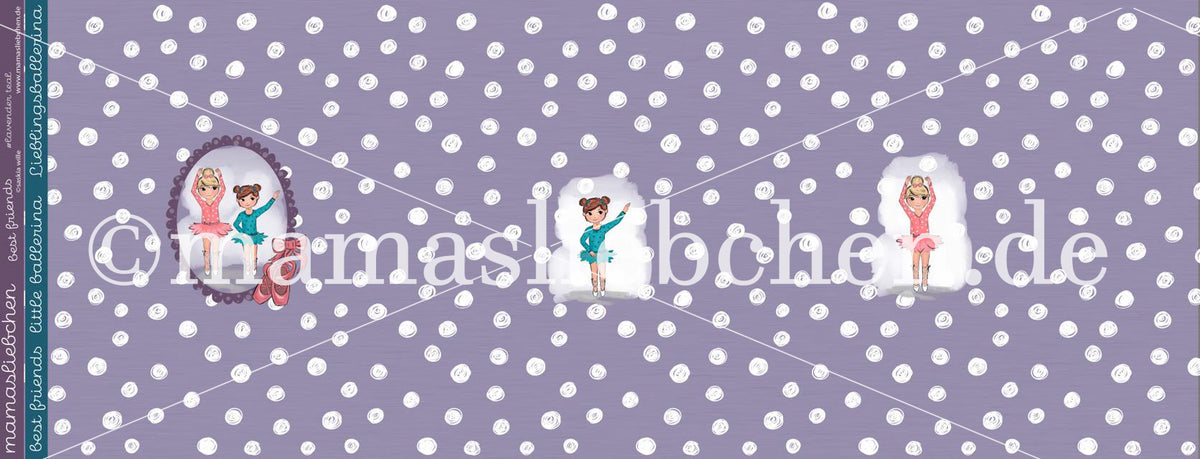 Jersey-Stoff "best friends lavender-teal" (1 Panel, ca 0,65m)