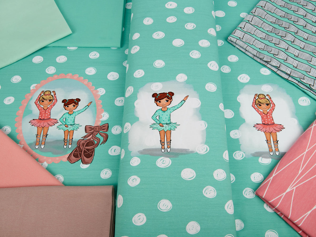 Jersey-Stoff "best friends #mint-rose" (1 Panel, ca 0,65m)