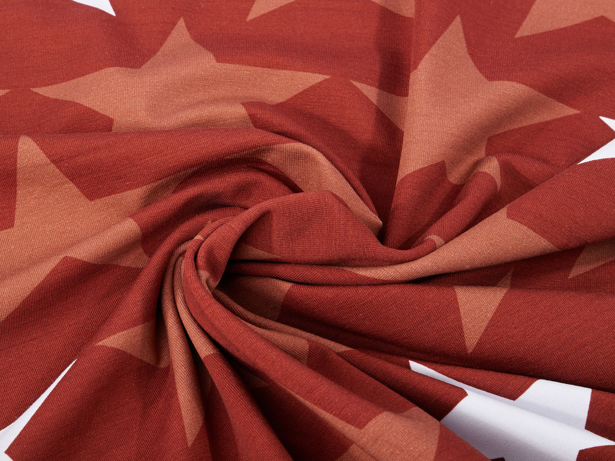 Jersey-Stoff "big stars #brown" (0,25m)