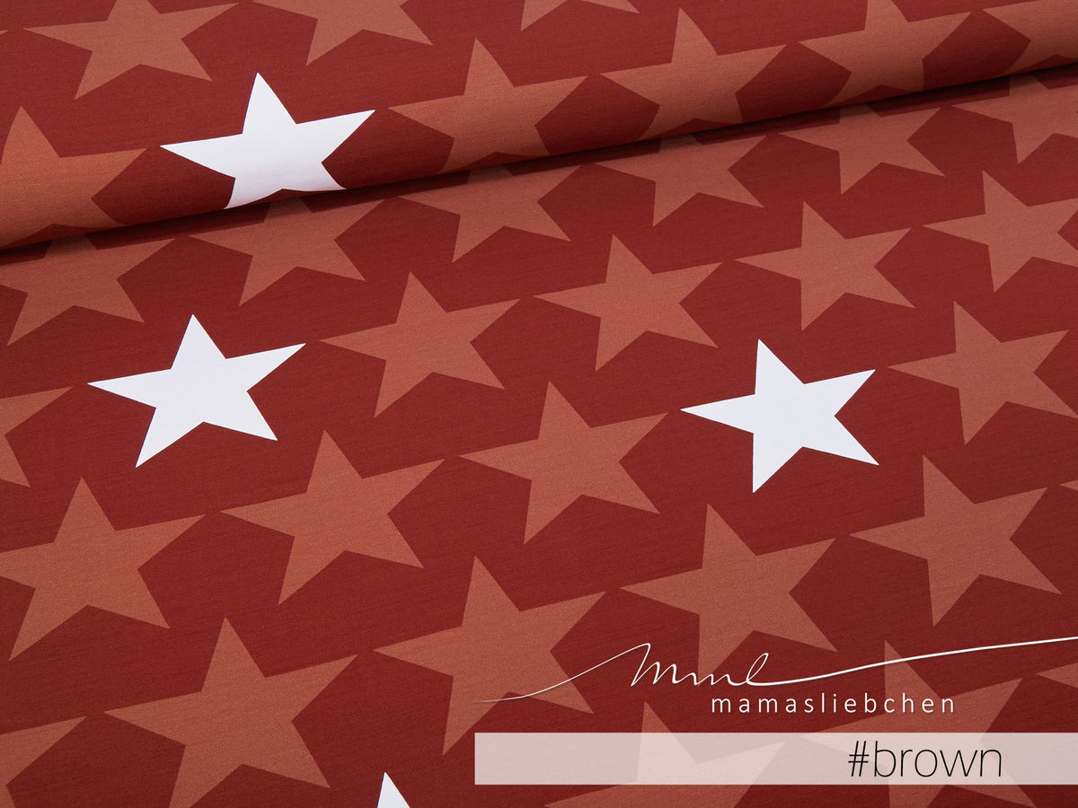 Jersey-Stoff "big stars #brown" (0,25m)