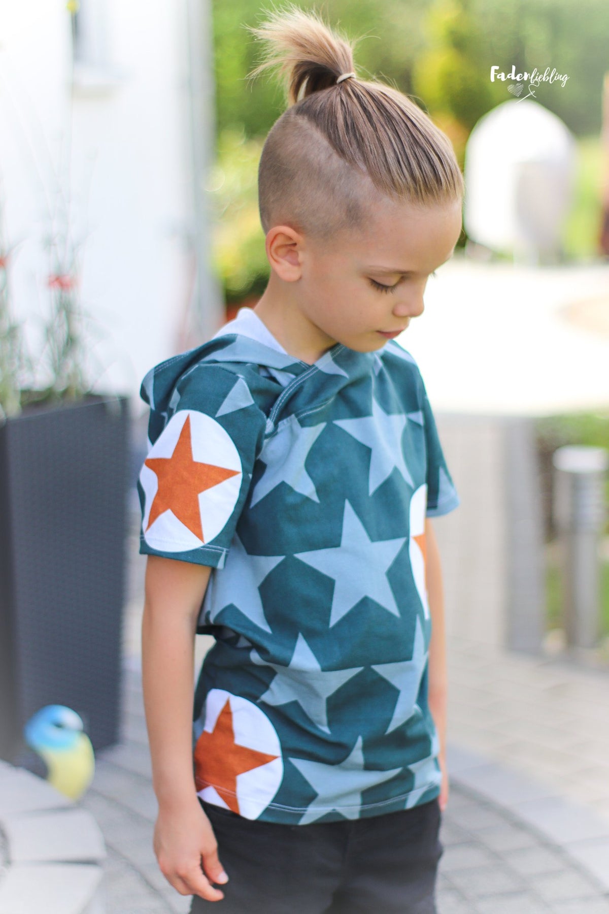 Jersey-Stoff "big stars Circle #forrest rust" (0,25m)