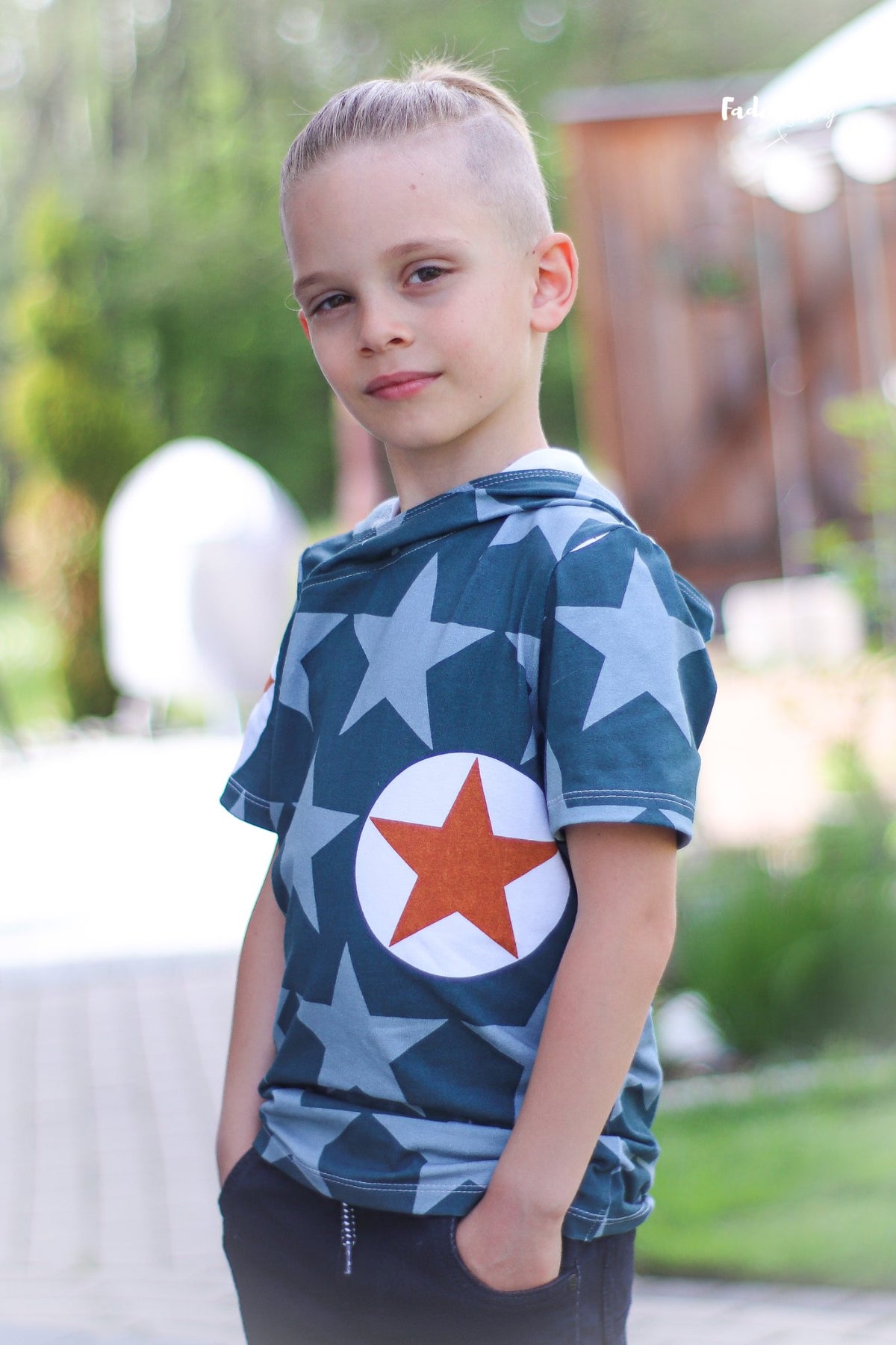 Jersey-Stoff "big stars Circle #forrest rust" (0,25m)