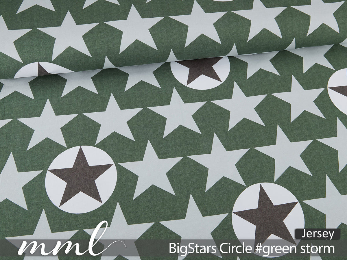 Jersey-Stoff "big stars Circle #green storm" (0,25m)