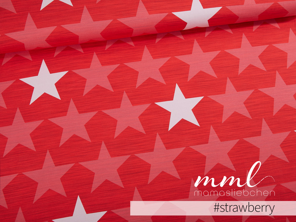 Jersey-Stoff "big stars #strawberry" (0,25 m)