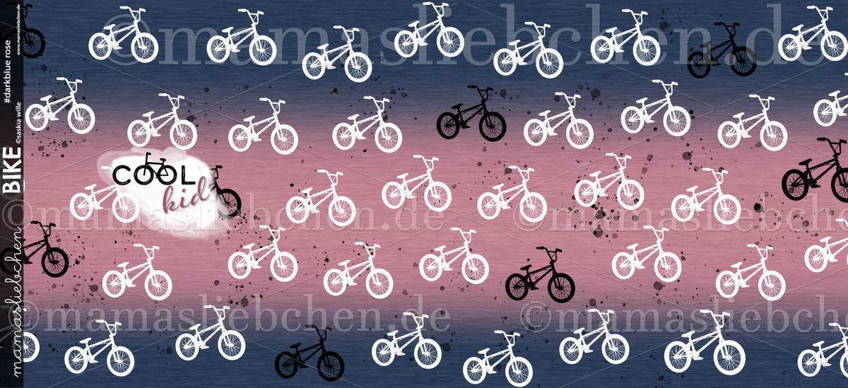 Jersey-Stoff "Bike #darkblue rose" (1Panel/ ca.0,80m)
