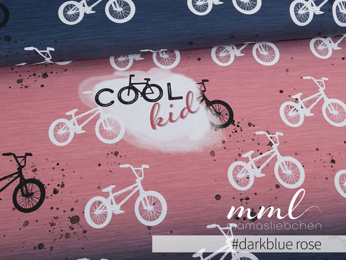 Jersey-Stoff "Bike #darkblue rose" (1Panel/ ca.0,80m)