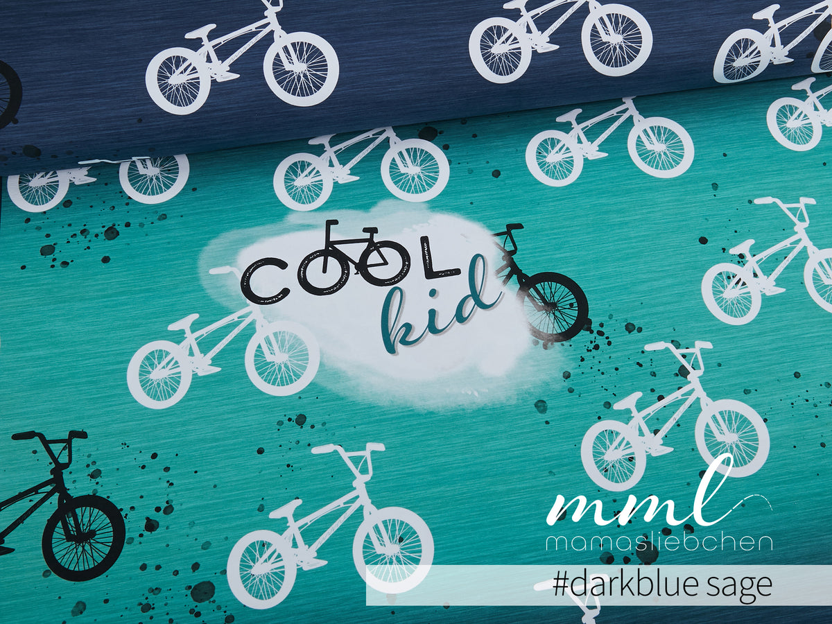 Jersey-Stoff "Bike #darkblue sage" (1Panel/ ca.0,80m)
