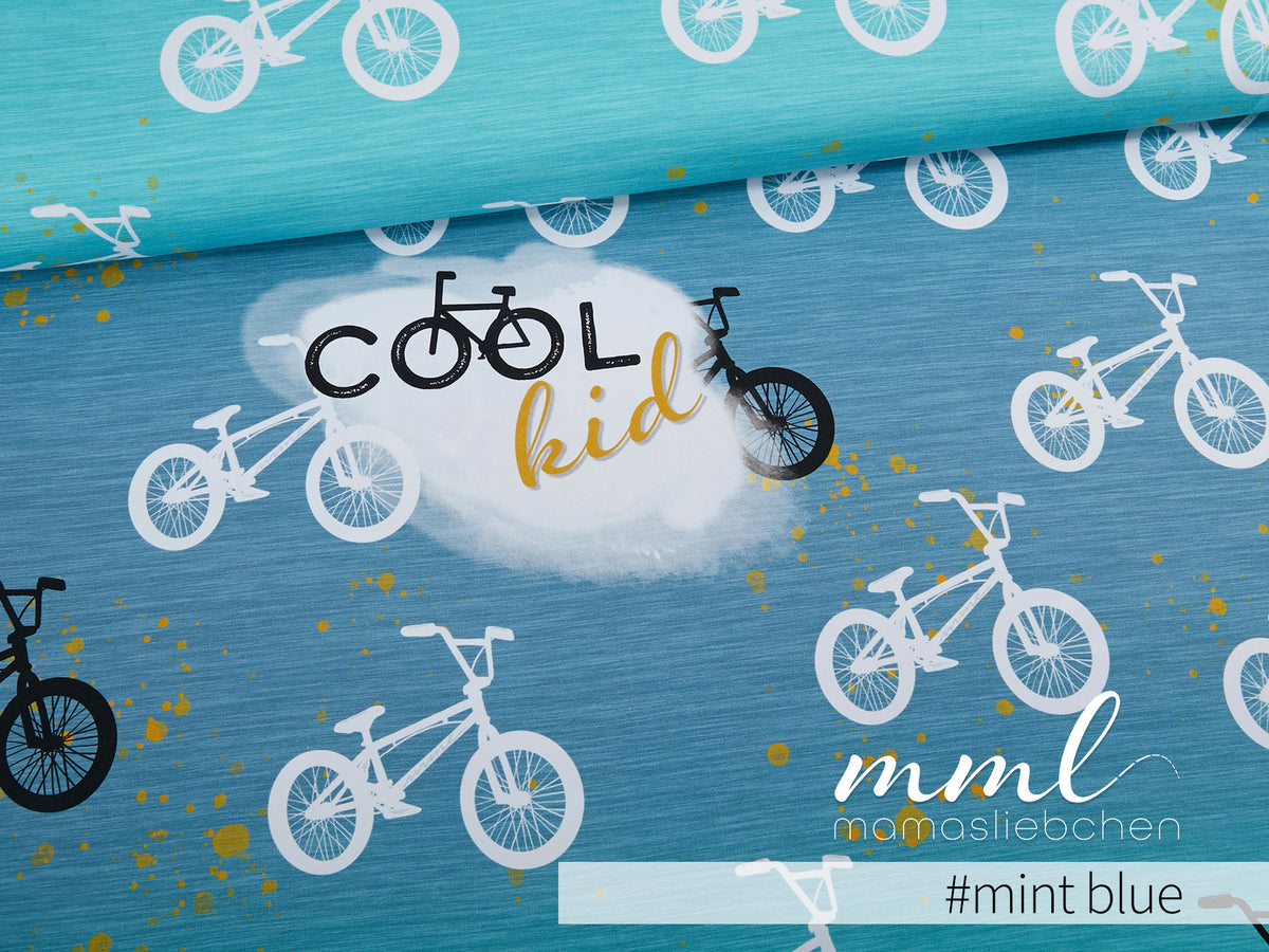 Jersey-Stoff "Bike #mint blue" (1Panel/ ca.0,80m)