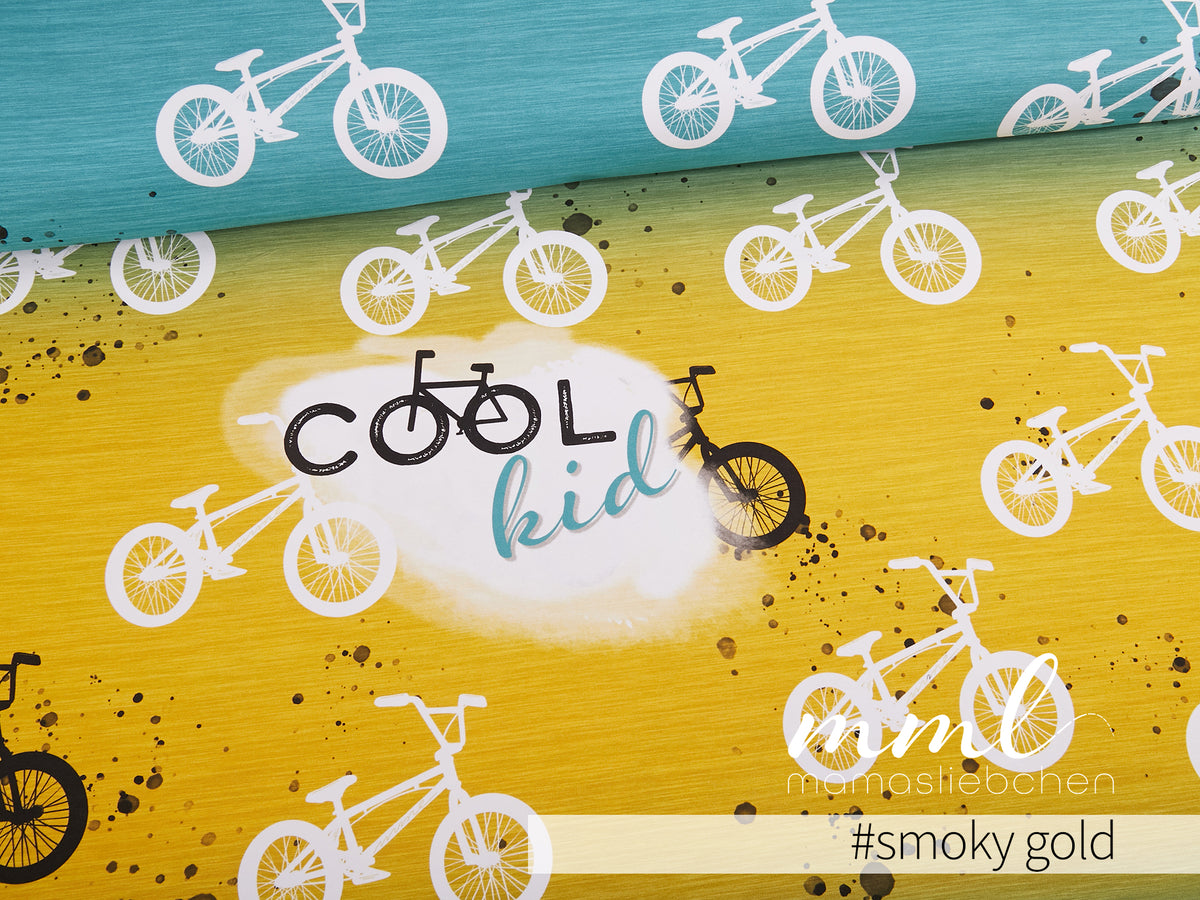 Jersey-Stoff "Bike #smoky gold" (1Panel/ ca.0,80m)