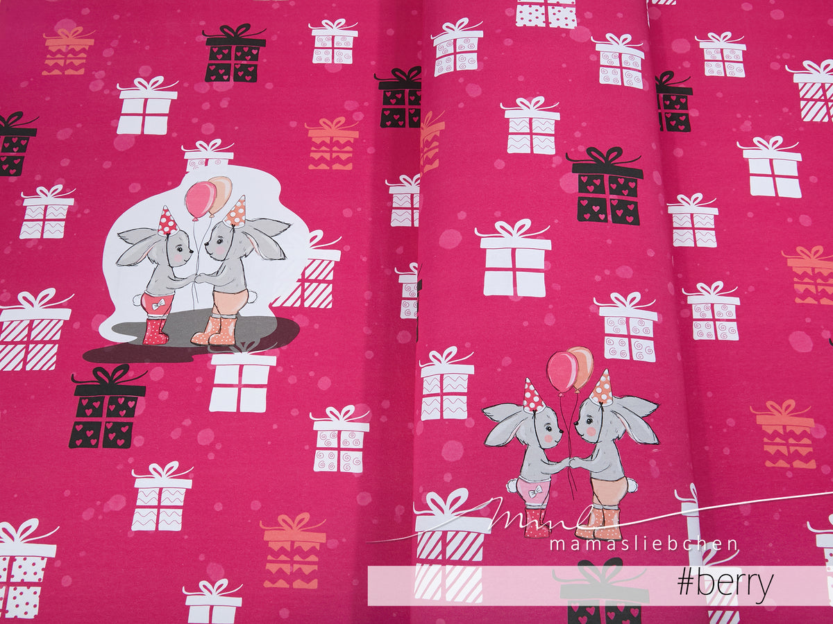 Jersey-Stoff "birthday #berry" (1Panel/ ca.0,675m)