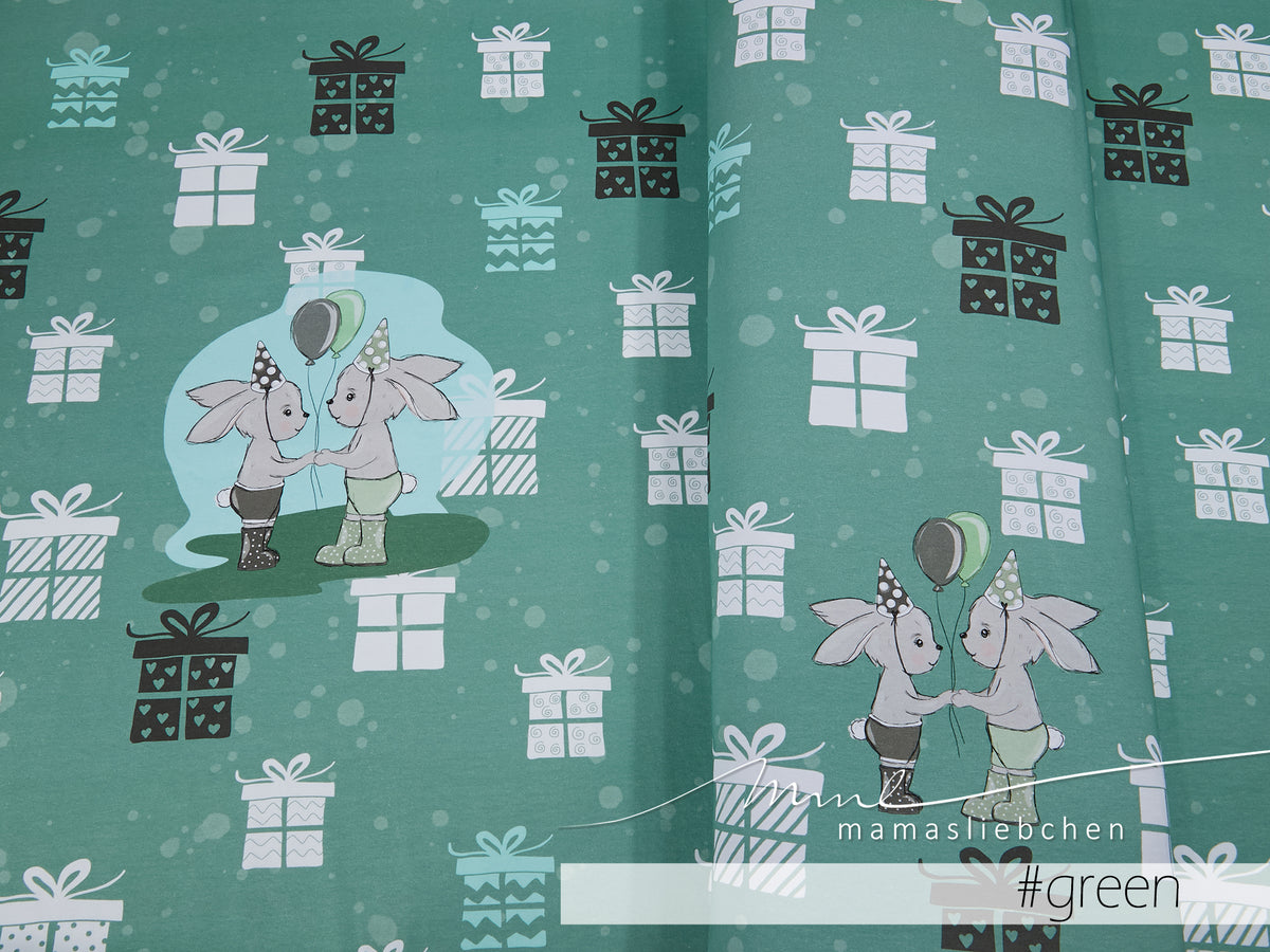 Jersey-Stoff "birthday #green" (1Panel/ ca.0,675m)