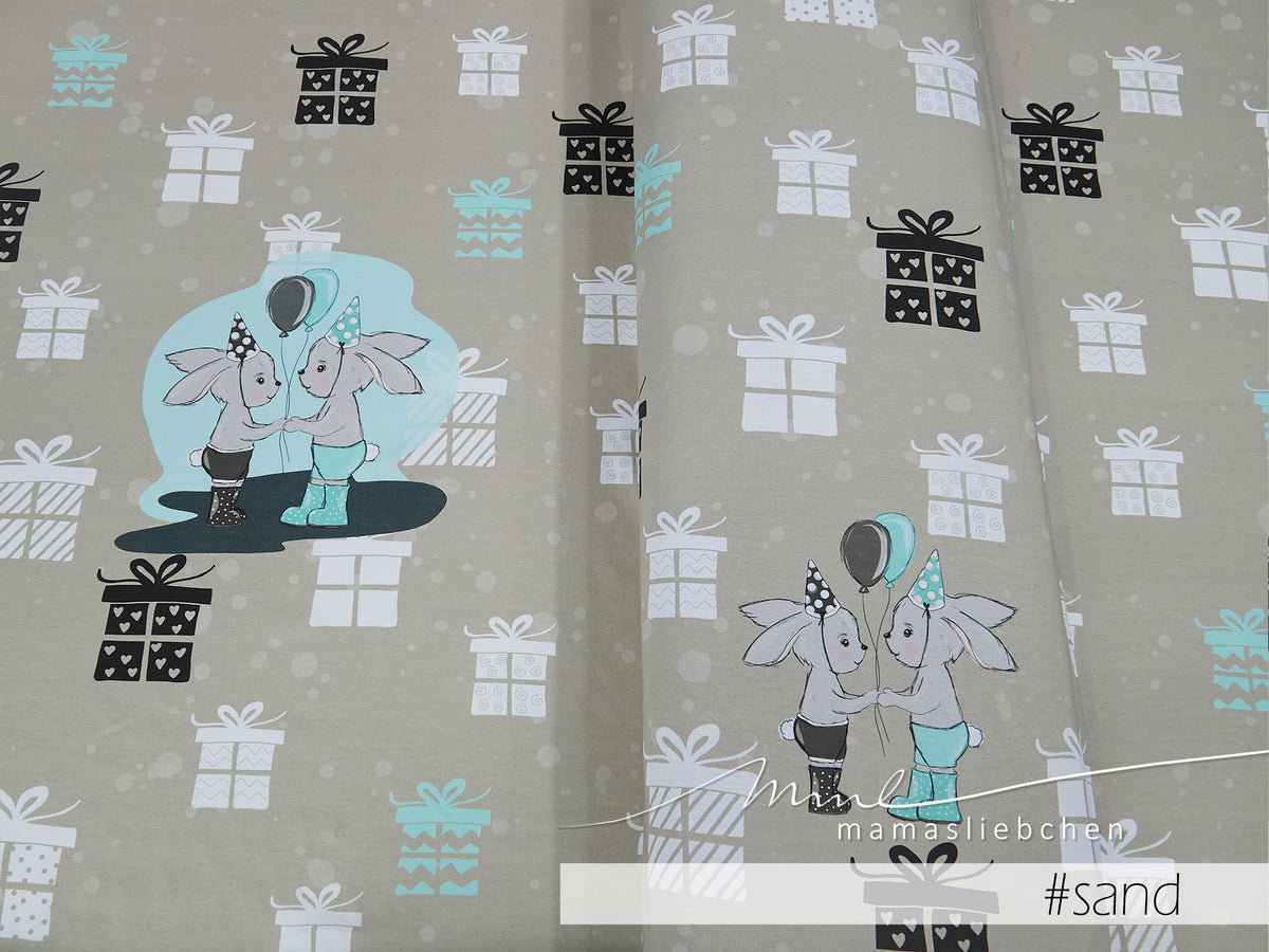Jersey-Stoff "birthday #sand" (1Panel/ ca.0,675m)