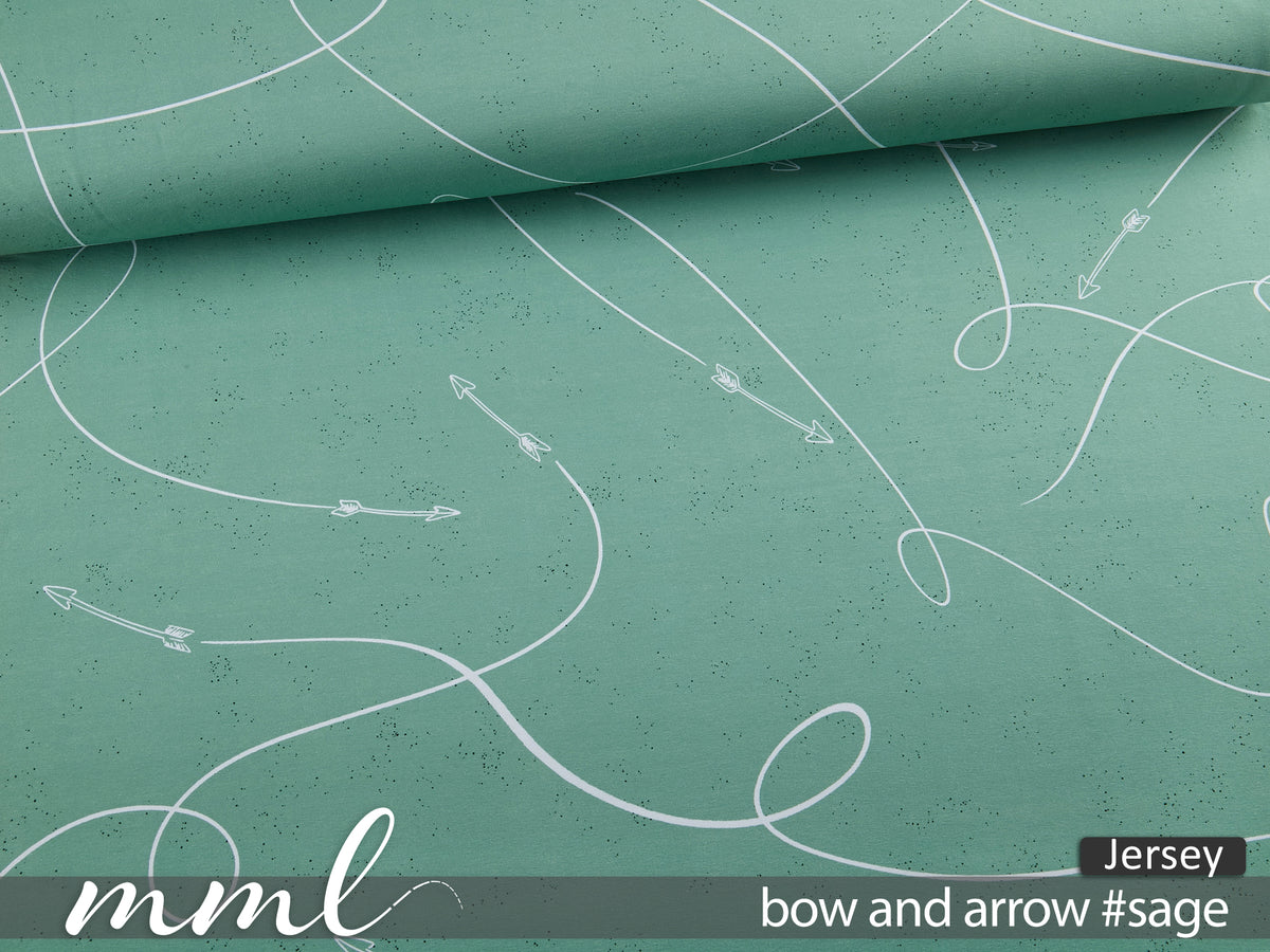 Jersey-Stoff "bow and arrow #sage" (0,25m)