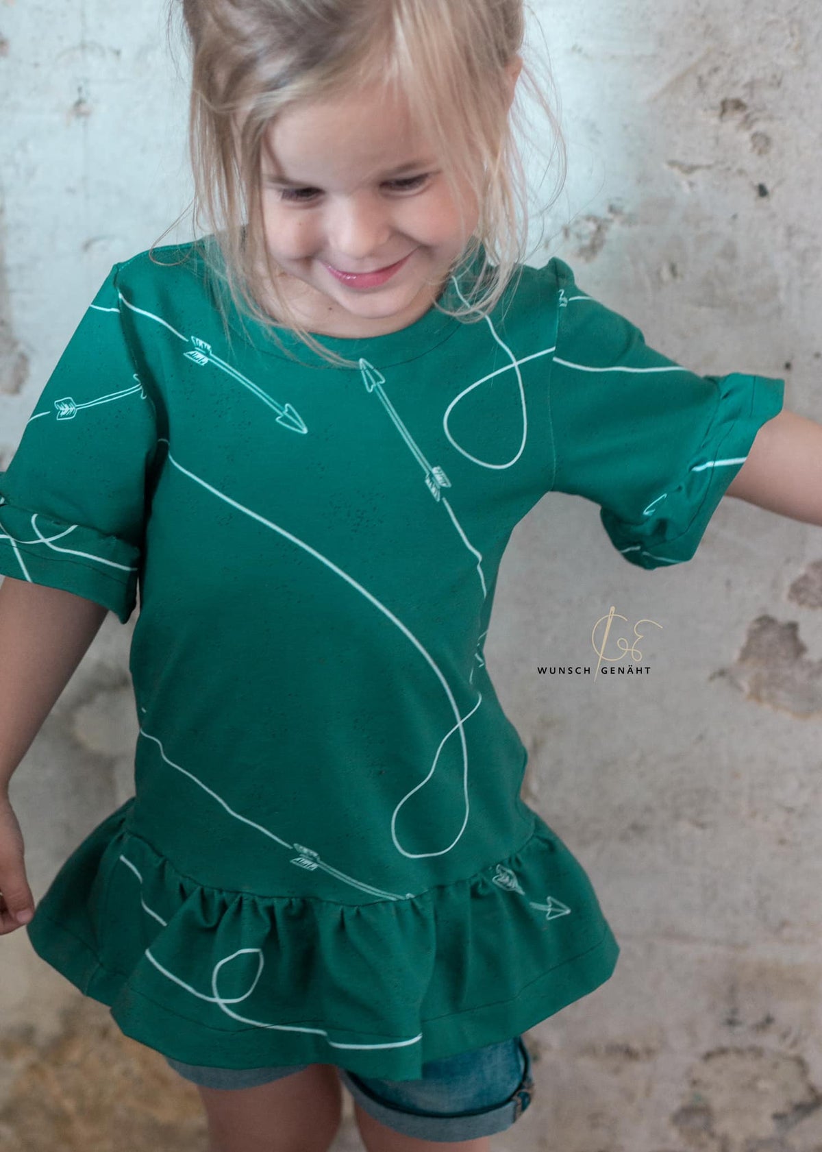 Jersey-Stoff "bow and arrow #teal" (0,25m)