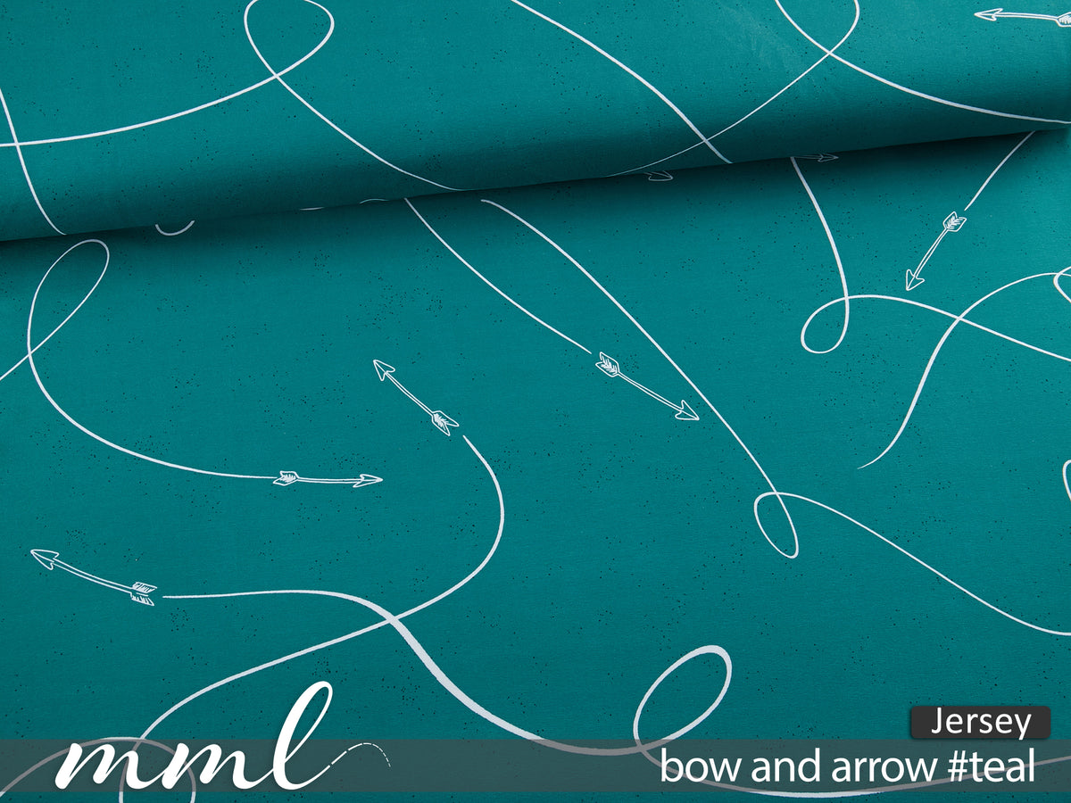 Jersey-Stoff "bow and arrow #teal" (0,25m)
