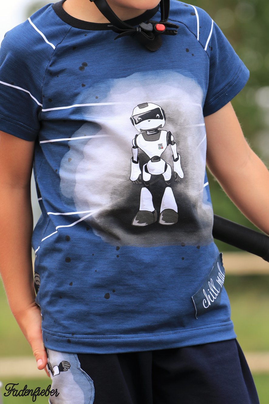 Jersey-Stoff "B´Roboter #darkblue" (1 Panel, ca 0,70m)