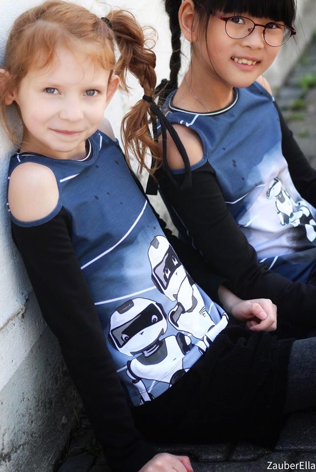 Jersey-Stoff "B´Roboter #darkblue" (1 Panel, ca 0,70m)