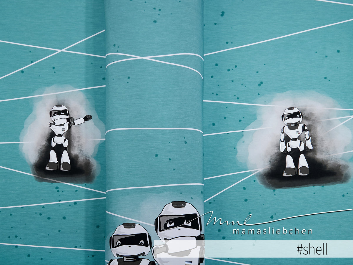Jersey-Stoff "B´Roboter #shell" (1 Panel, ca 0,70m)