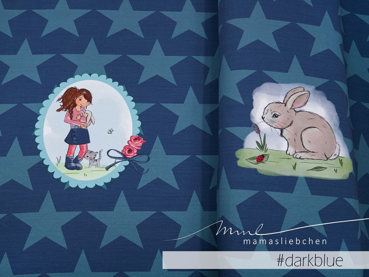 Jersey-Stoff "bunny love #darkblue" (1 Panel, ca 0,65m)
