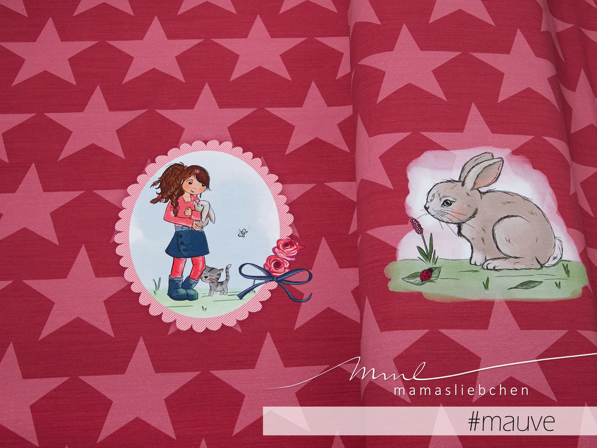 Jersey-Stoff "bunny love #mauve" (1 Panel, ca 0,65m)