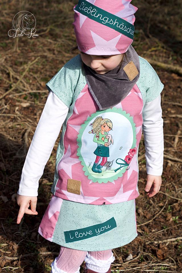 Jersey-Stoff "bunny love #oldrose" (1 Panel, ca 0,65m)