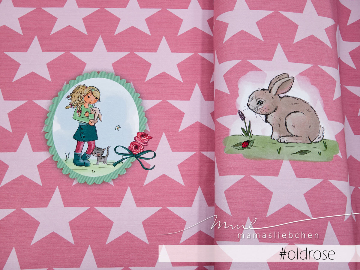 Jersey-Stoff "bunny love #oldrose" (1 Panel, ca 0,65m)