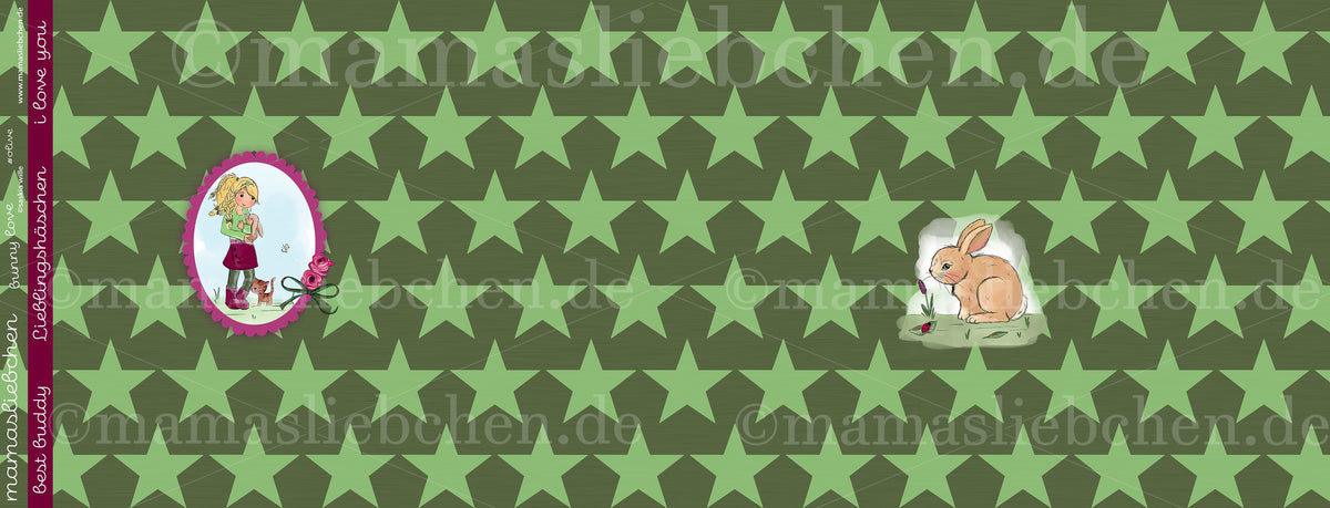 Jersey-Stoff "bunny love #olive" (1 Panel, ca 0,65m)