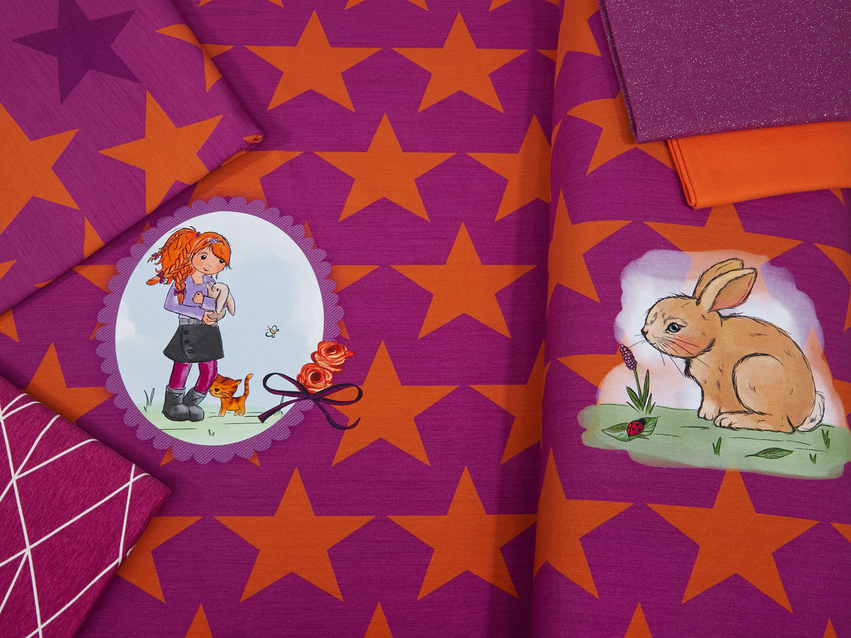 Jersey-Stoff "bunny love #violet" (1 Panel, ca 0,65m)
