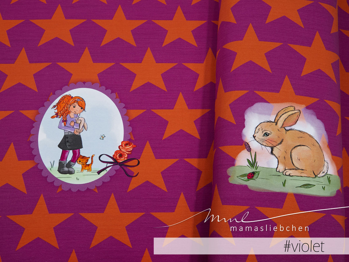 Jersey-Stoff "bunny love #violet" (1 Panel, ca 0,65m)