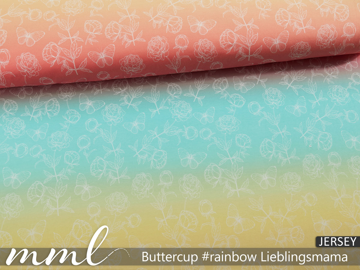 Jersey-Stoff "Buttercup #rainbow lieblingsmama" (0,25m)