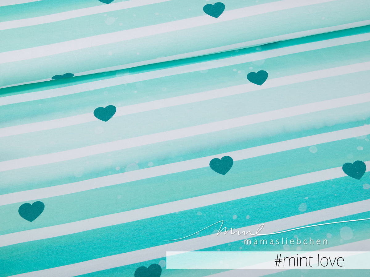 Jersey-Stoff "by the sea-heart #mint love" (0,25m)