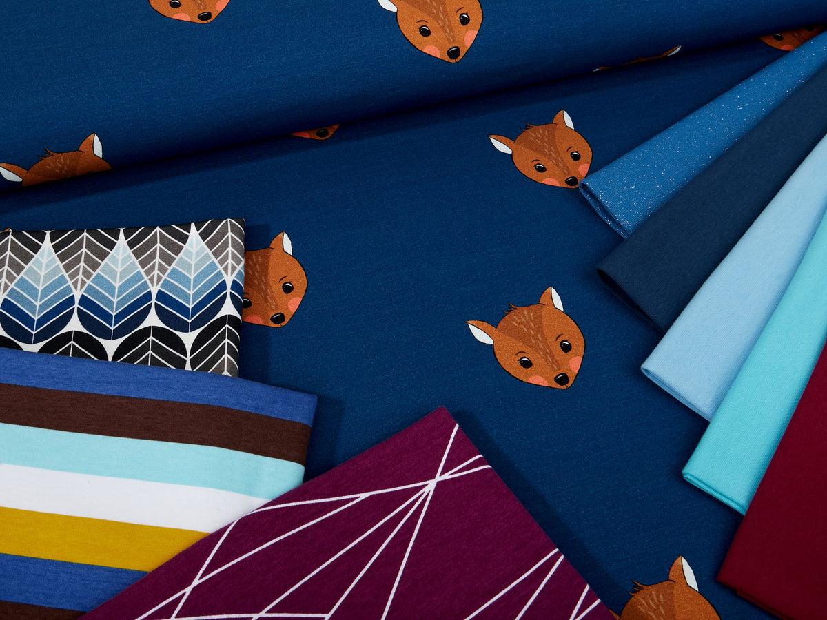 Jersey-Stoff "Carnival all over Romy #darkblue" (0,25m)