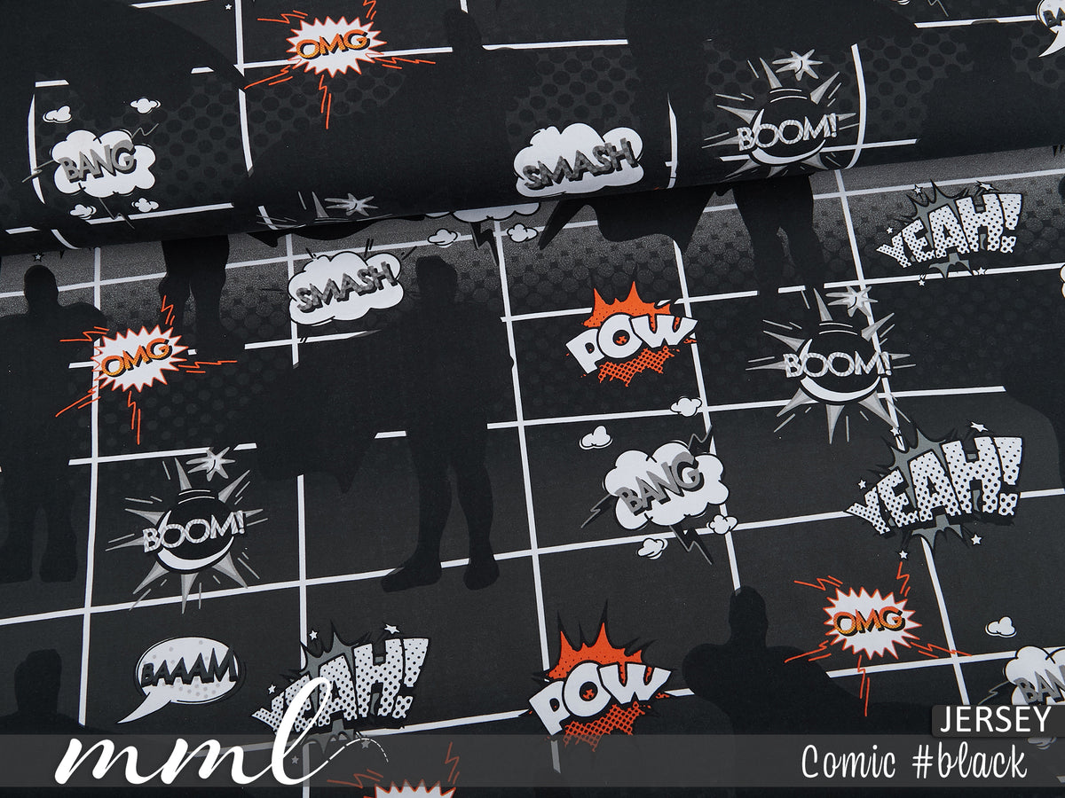 Jersey-Stoff "Comic #black" (0,25m)