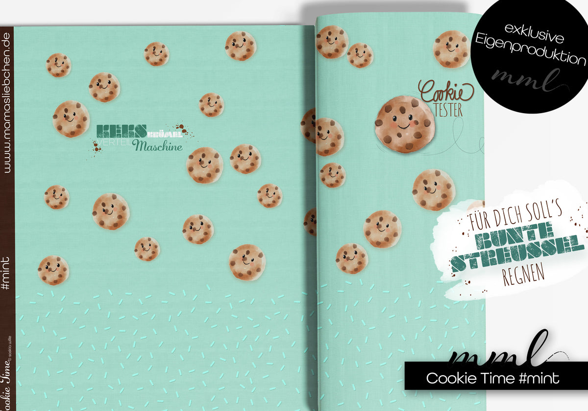 Jersey-Stoff "Cookie Time #mint" (Panel ca. 1,0m)