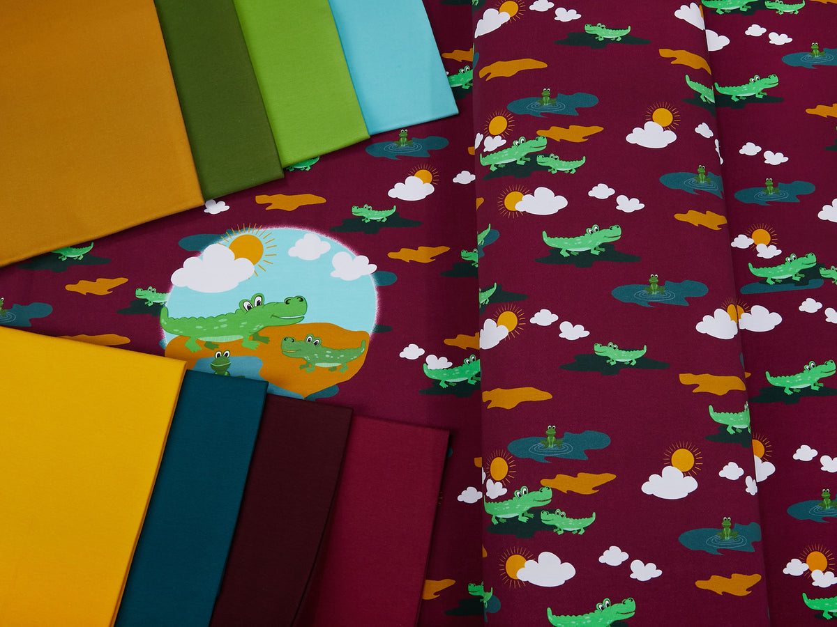 Jersey-Stoff "Croco #berry" (1Panel/ ca.0,60m)