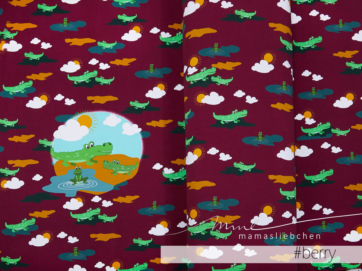 Jersey-Stoff "Croco #berry" (1Panel/ ca.0,60m)