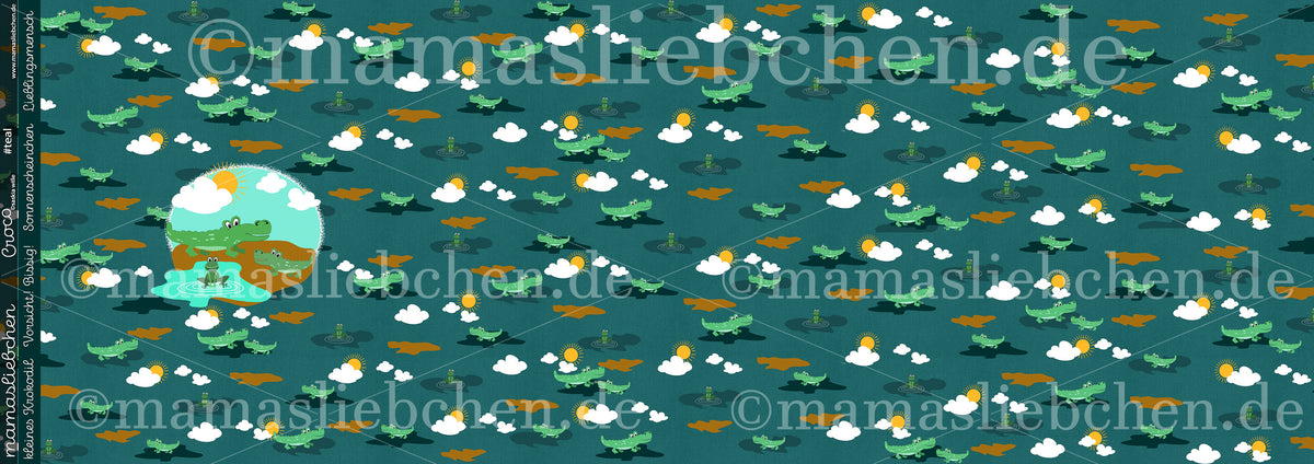 Jersey-Stoff "Croco #teal" (1Panel/ ca.0,60m)