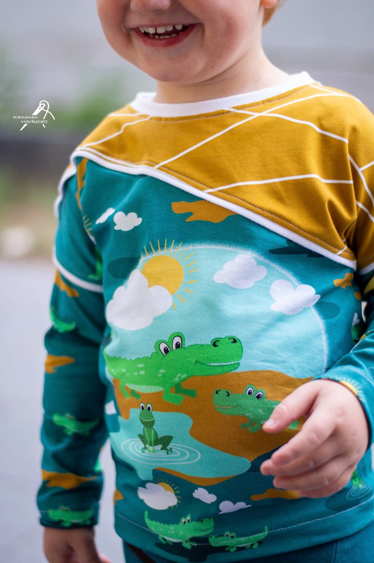 Jersey-Stoff "Croco #teal" (1Panel/ ca.0,60m)