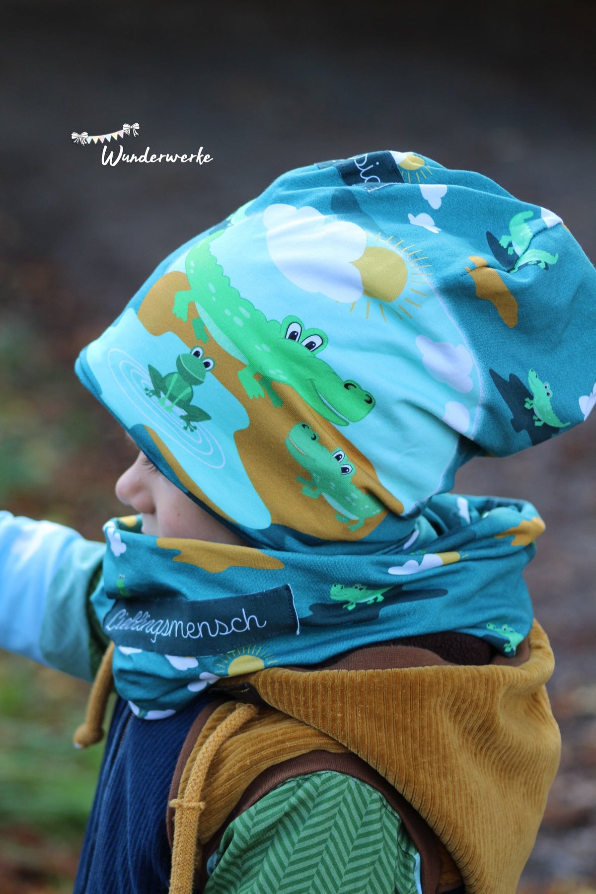 Jersey-Stoff "Croco #teal" (1Panel/ ca.0,60m)
