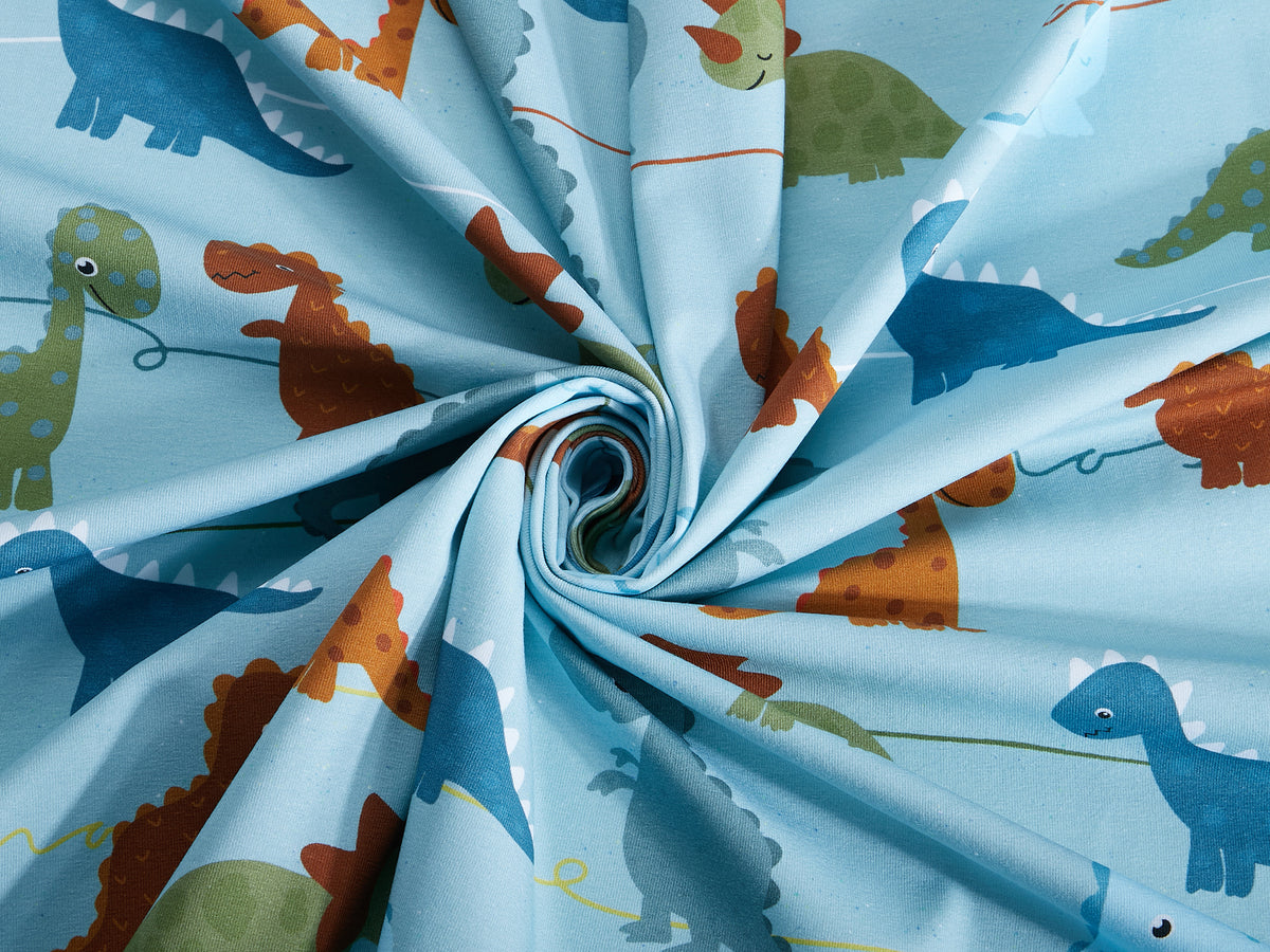 Jersey-Stoff "Dino power #lightblue" (0,25m)