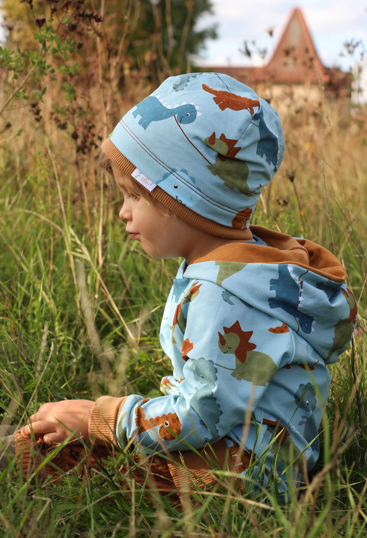 Jersey-Stoff "Dino power #lightblue" (0,25m)